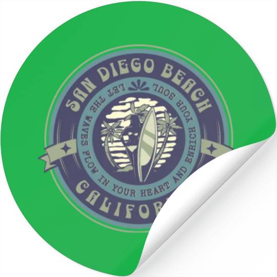 San Diego California Beach Surfer Stickers