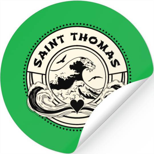 St Thomas Caribbean Sea Japanese Style Waves Stickers