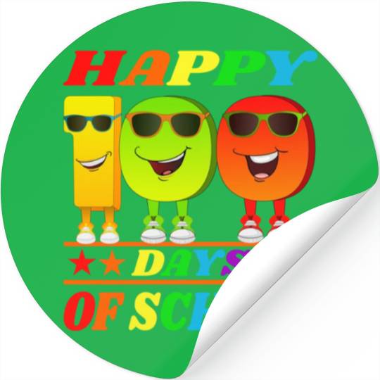 100 days of school green triceratops Stickers