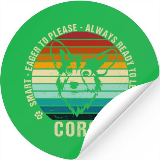 Cool Corgi Retro Colorfull Funny Dog Stickers