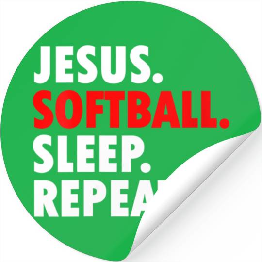 Jesus Softball Sleep Repeat - Novelty Hobby Stickers