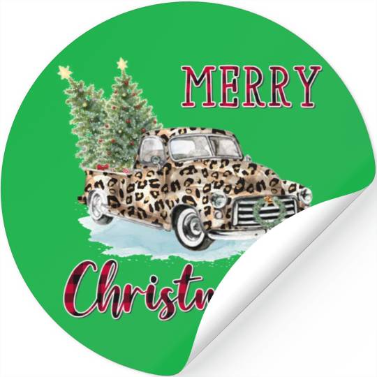 Merry Christmas Leopard Print Truck Stickers