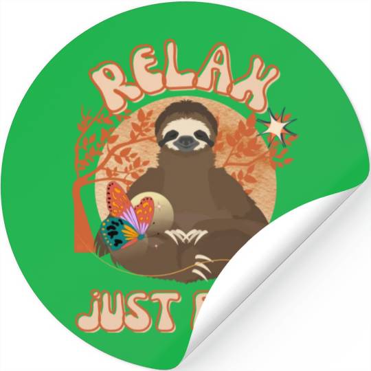 Relax Just Flow Funny Sloth Stickers