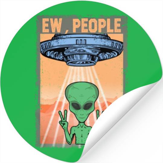 Ew People Alien Funny Ufo Vintage Stickers