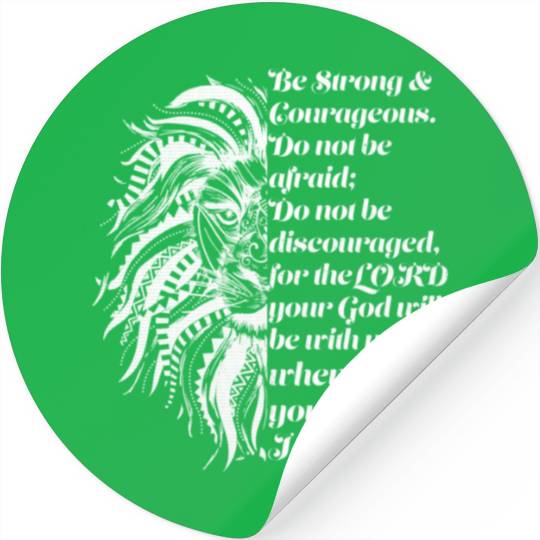 Christian Lion Joshua 19 Be Strong, Courageous Bib Stickers
