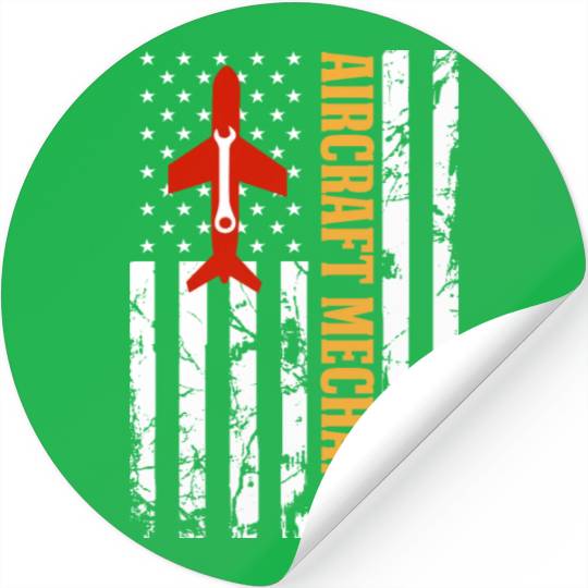 AIRCRAFT MECHANIC USA FLAG Stickers