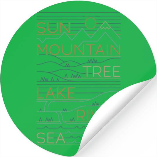 Sun Mountains Trees Lake Sea Love Stickers