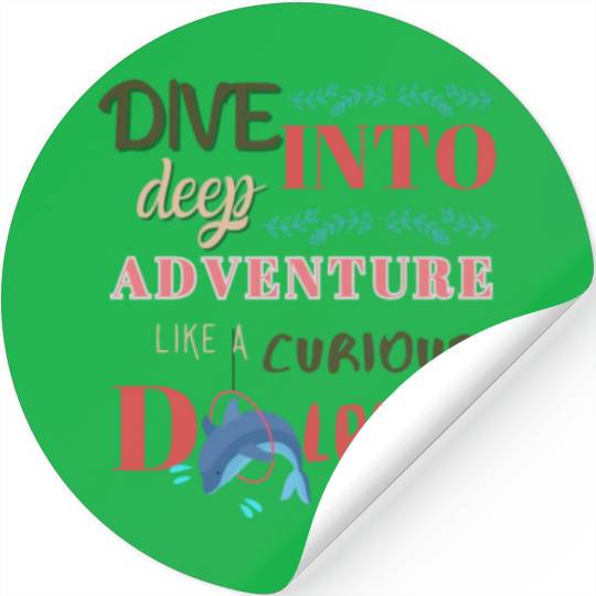 Curious Dolphin: Diving into the Deep Adventure Stickers