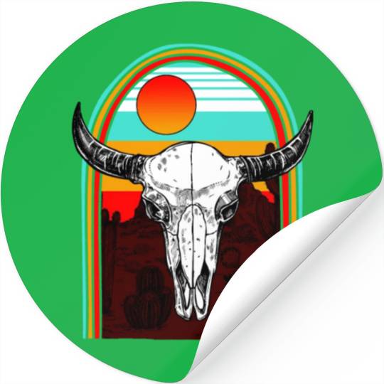 Cow Stickers, Cow Skulls Hippie Aztec Stickers, Cow Fan