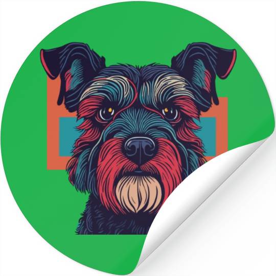 Retro Schnauzer Portrait Stickers