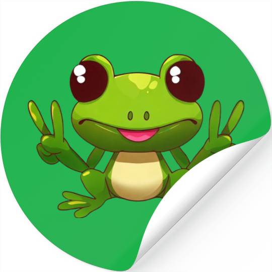 Peace frog frog with peace sign Stickers
