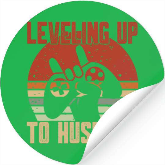 Retro Leveling Up To Husband Est 2023 Promoted Stickers