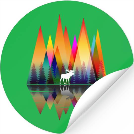 MOUNTAIN RAINBOW MOOSE Stickers
