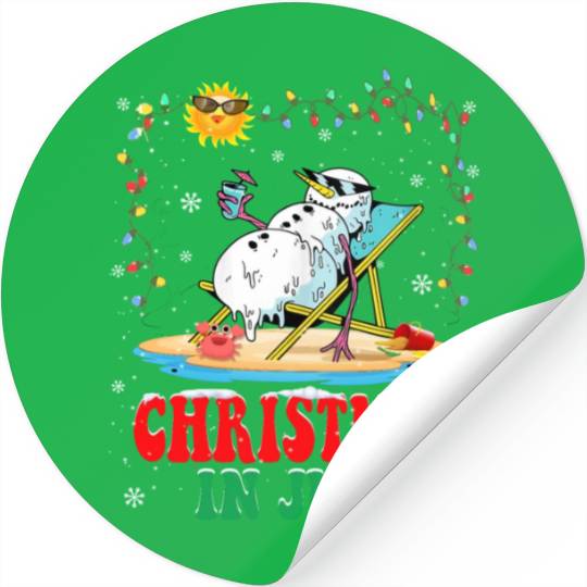 christmas in July snowball Xmas Summer Stickers