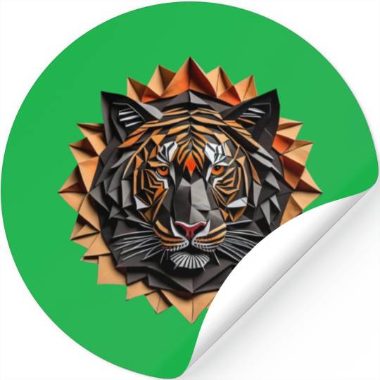 Exquisite Tiger Origami Mandala Art Stickers