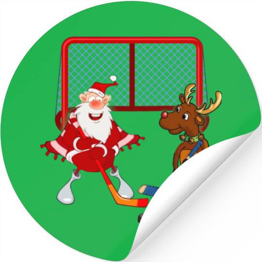 Santa Reindeer Field Hockey Lover Player Funny Stickers