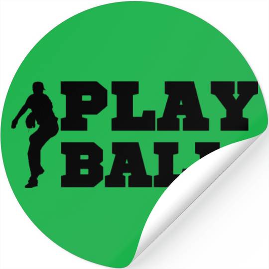 Baseball Pitcher Play Ball Black Text Baseball Fan Stickers