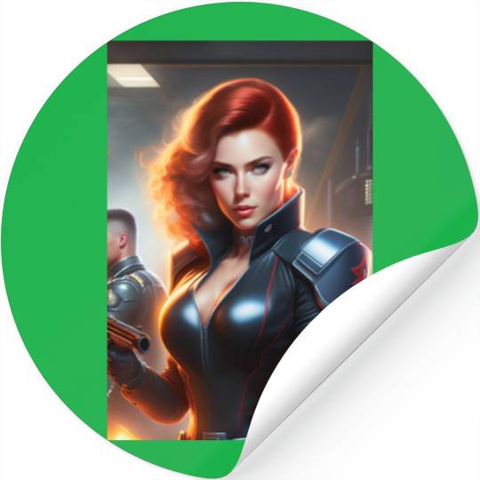 Spy's Spectacle: Black Widow's Daring Confrontatio Stickers
