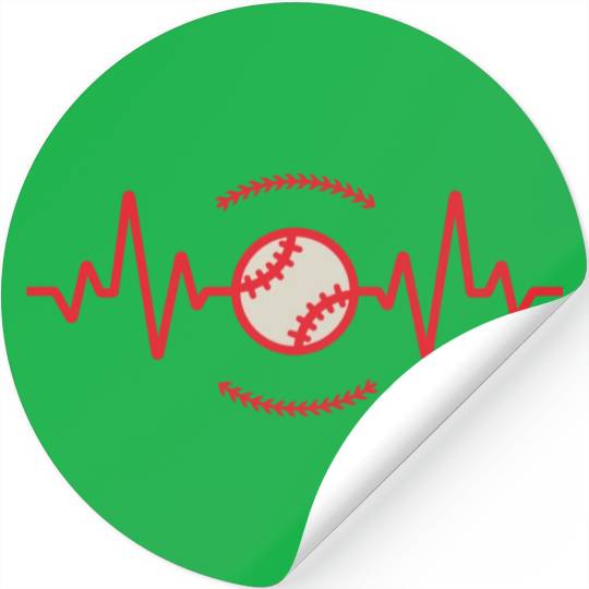 Baseball Lover Heart Beat Baseball Stickers