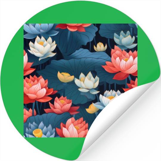Serenity Blooms: Timeless Lotus Pattern Stickers