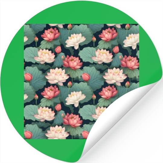Serenity Blooms: Timeless Lotus Pattern Stickers