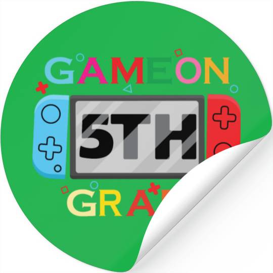 Back To School - Game On 5TH Grade Funny Gamer kid Stickers