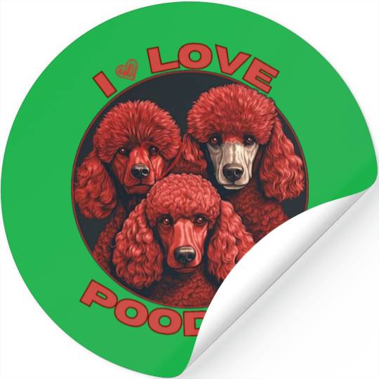 I Love Poodle Stickers