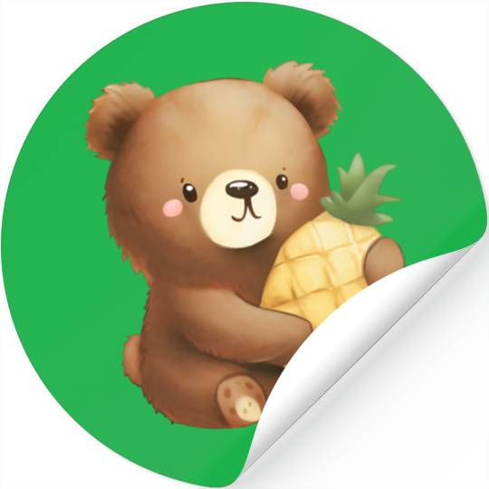 Bear loves pineapple Stickers