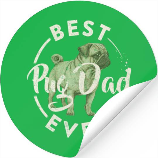 Best Pug Dog Dad Ever Puppy Papa Lover Funny Stickers