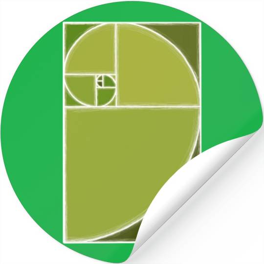 Olive Green Fibonacci Spiral Stickers