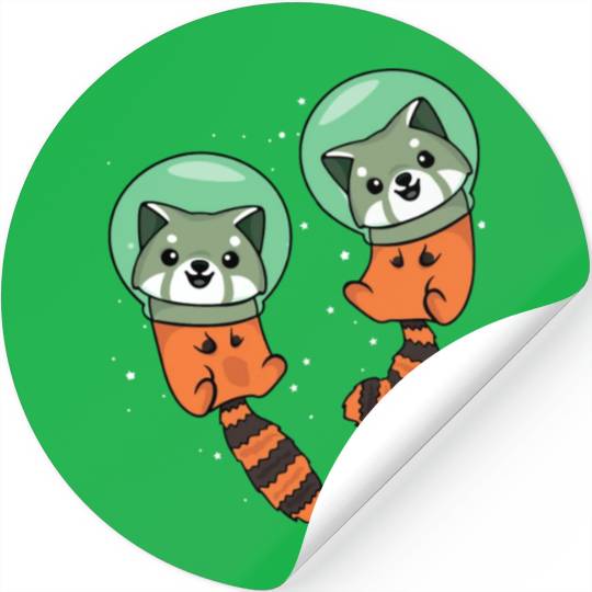 Red Panda Lover Astronaut Gift Kids Spaceship Red Stickers