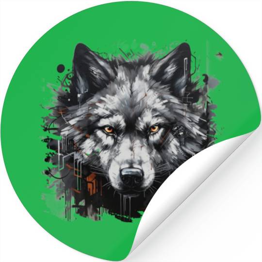 The Lone Wolf. Urban Hunter, Graffiti Style. Stickers