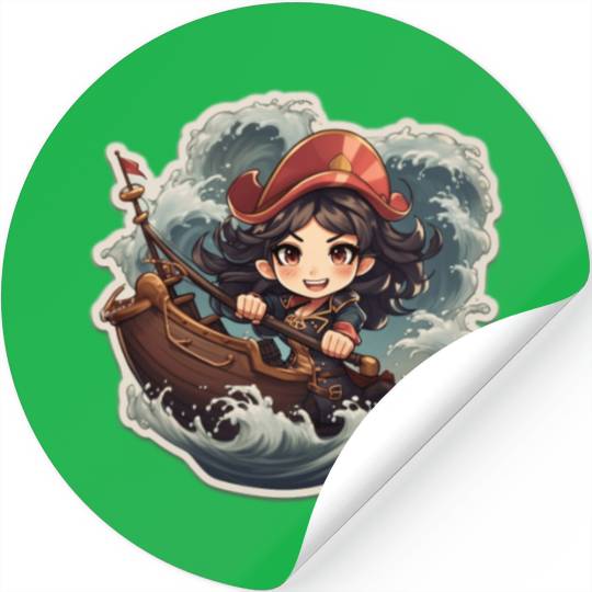 Pirate Captains Cute Cartoon Steering Stickers