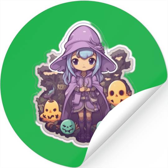 Cute Cartoonish Necromancer Summoning Friends Stickers
