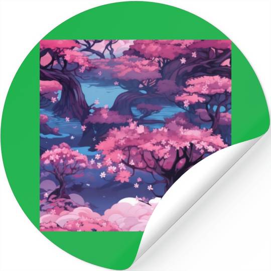 Anime Euphoria: Fantasy Cherry Blossom Dreamscape Stickers