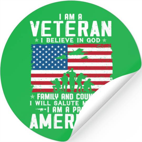 I Am A Proud American Veteran Stickers