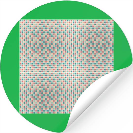 Retro Checkered Pattern Yellow Teal Coral Stickers