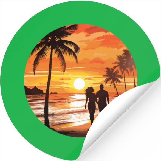 Beach romantic couple Stickers