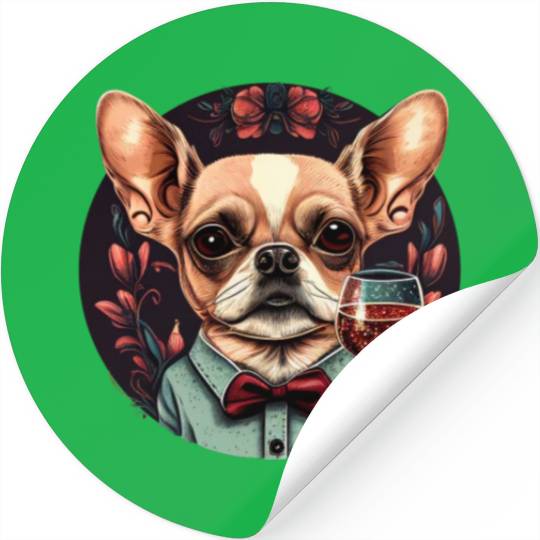 Chihuahua - France French Wine Cute Dog Souvenir Stickers