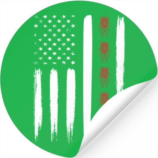Cicada Line In Distressed Us Flag For Cicada Stickers