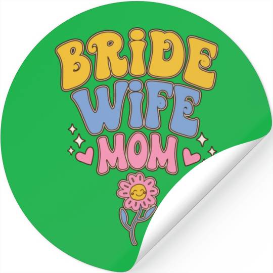 Retro Mothers Day Wife Mom Bride Groovy Stickers