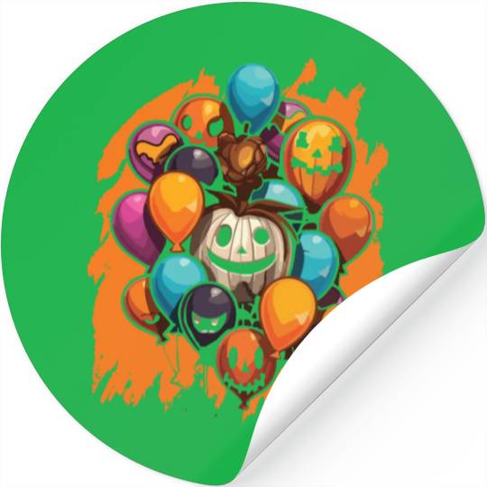 Balloon Halloween Trick Or Treat Spooky Boo Ghost Stickers