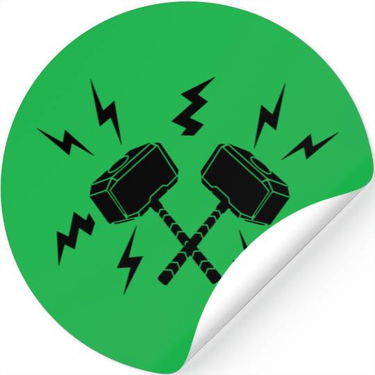 Two hammers of Thor surrounded by lightning Stickers