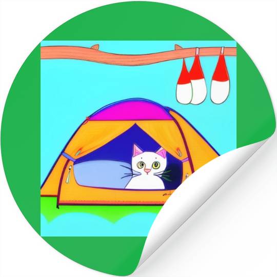 Cat Camping In Nature Stickers