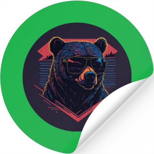 Synthwave Bear art Stickers
