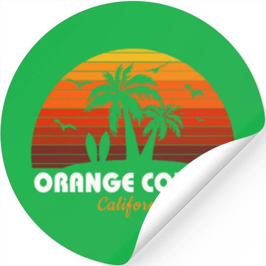 Retro Orange County California Sunset Cool Stickers