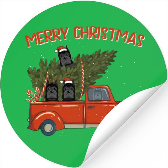 Cane Corso Xmas Vintage Red Pickup Retro Truck Stickers