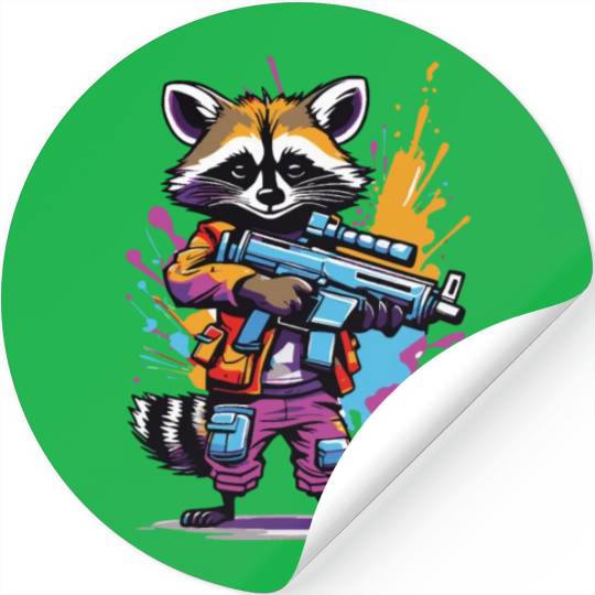 Raccoon with laser gun Stickers
