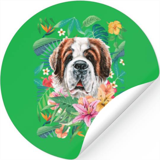 Tropical Saint Bernard Stickers
