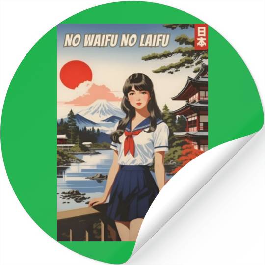 Funny Retro Art Style Anime Girl Japan Waifu Humor Stickers